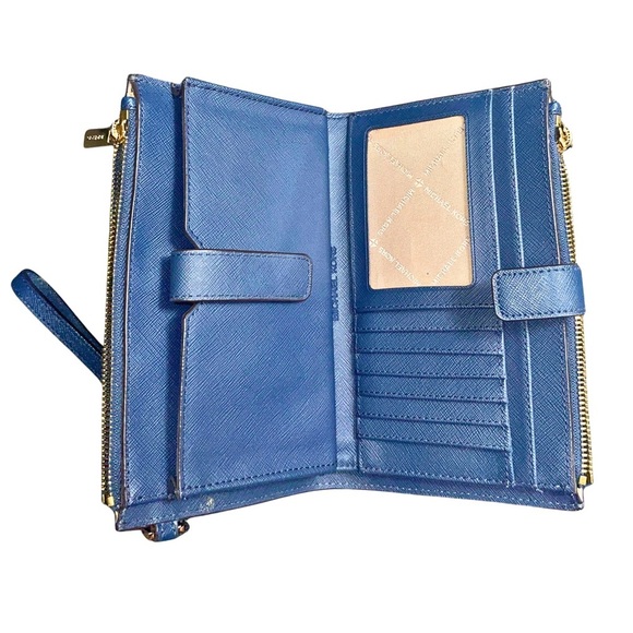 Michael Kors Jet Set Wristlet Wallet Saffiano Leather Navy Blue Minimalist Y2K - Picture 5 of 5